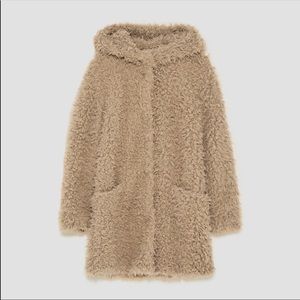 Zara Teddy Bear Textured Coat, size XS